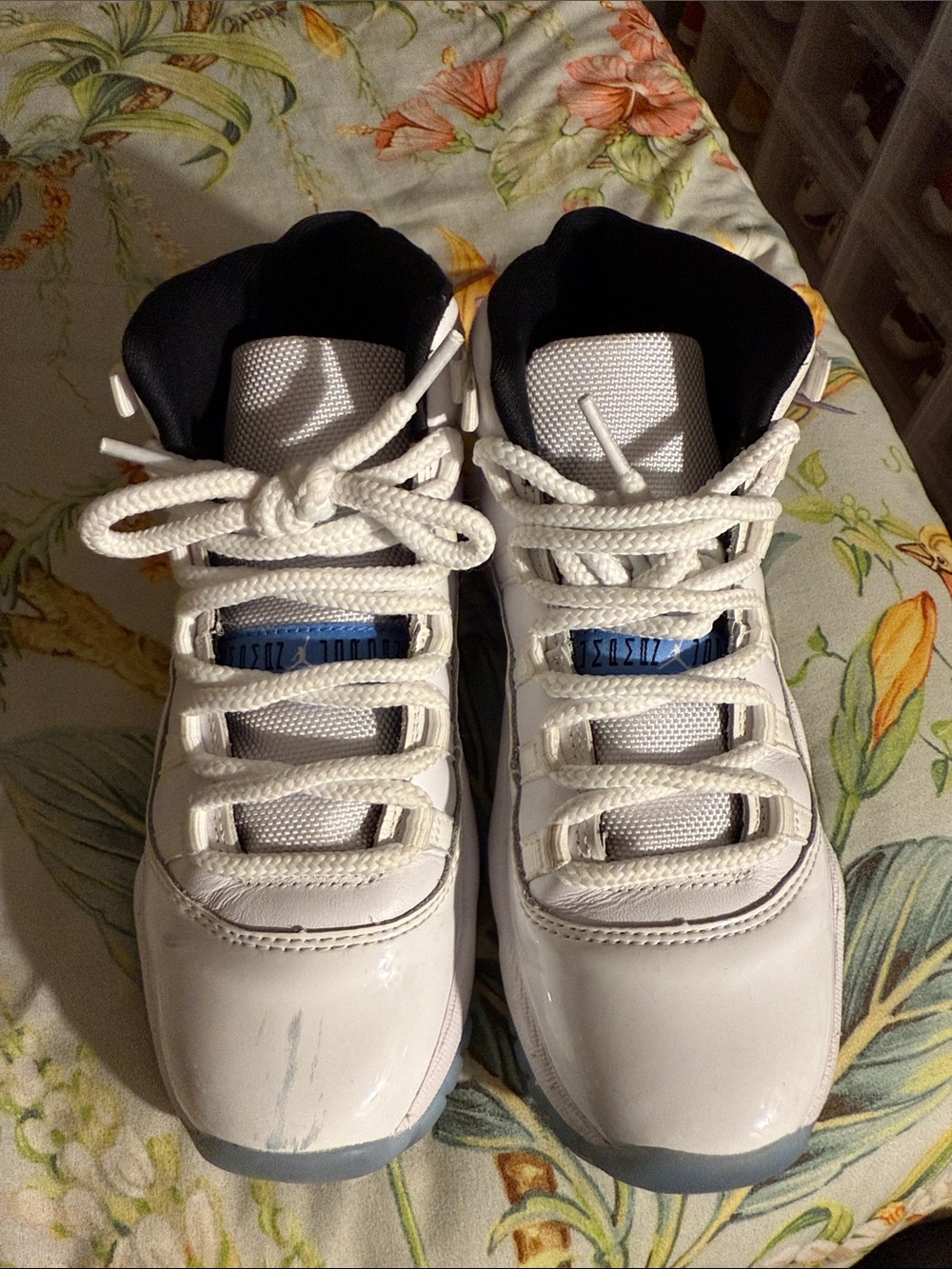 Jordan Kids White and Blue High-Top Sneakers